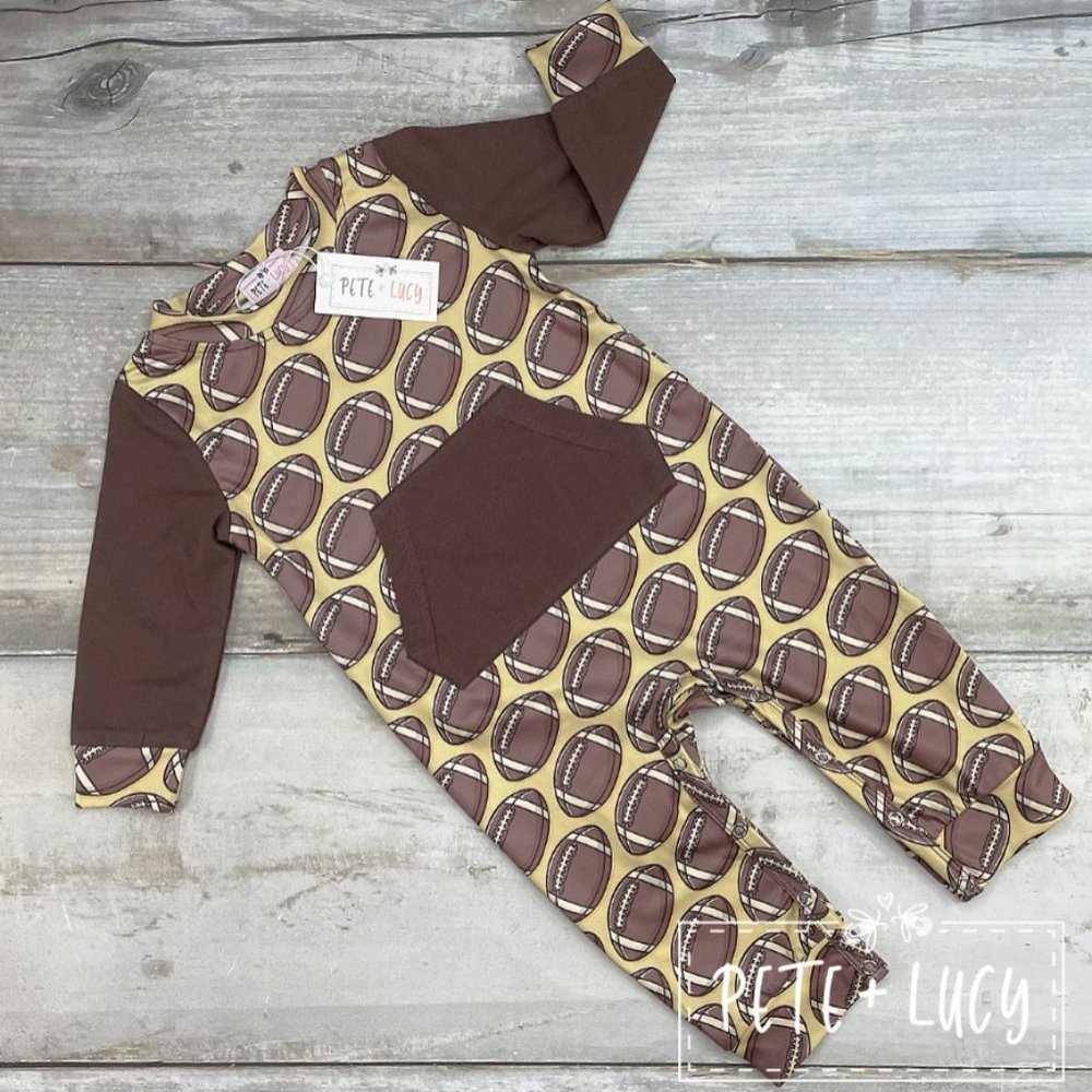 Pete + Lucy Boys Football Print Romper